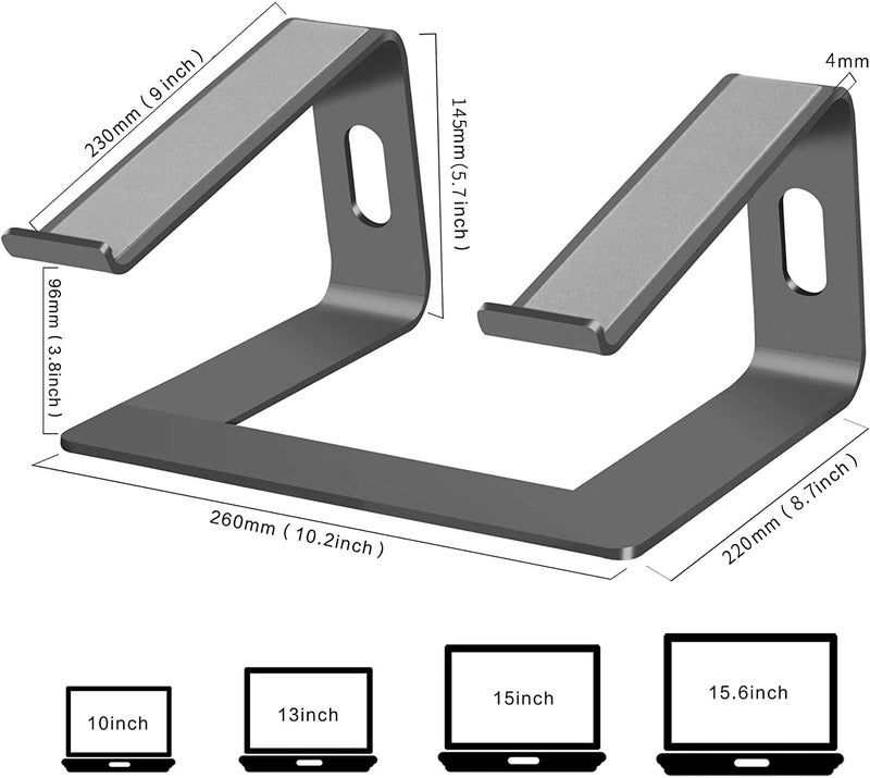 Orionstar Laptop Stand Portable Aluminum Laptop Riser Compatible with Mac MacBook Air Pro 10 to 15.6 Inch Notebook Computer, Detachable Ergonomic Elevator Holder, Space Grey - Image 2